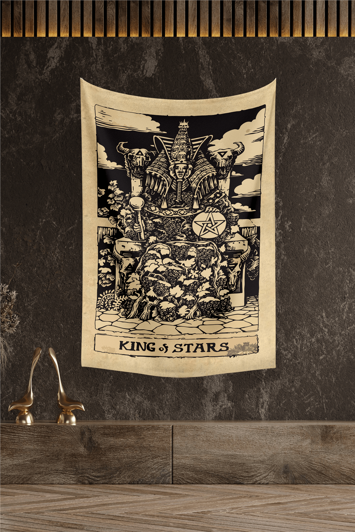 Vagonik Tarot Kartı King Of Stars Duvar Örtüsü Halısı
