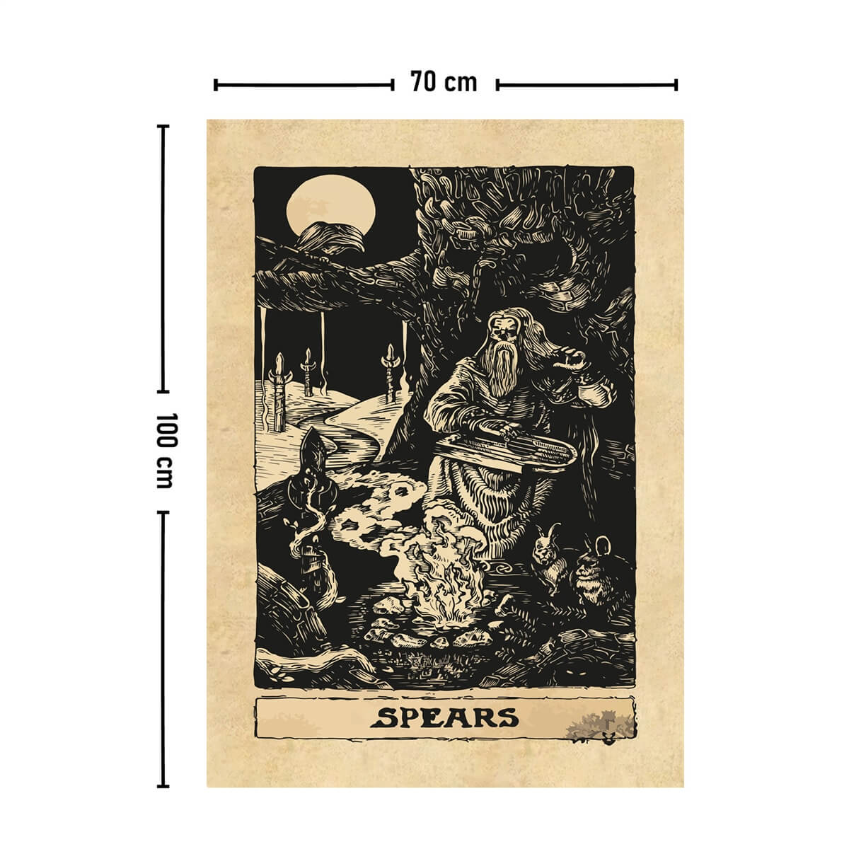 Vagonik Tarot Kartı Spears Duvar Örtüsü Halısı 140x100 Cm-70x100 Cm