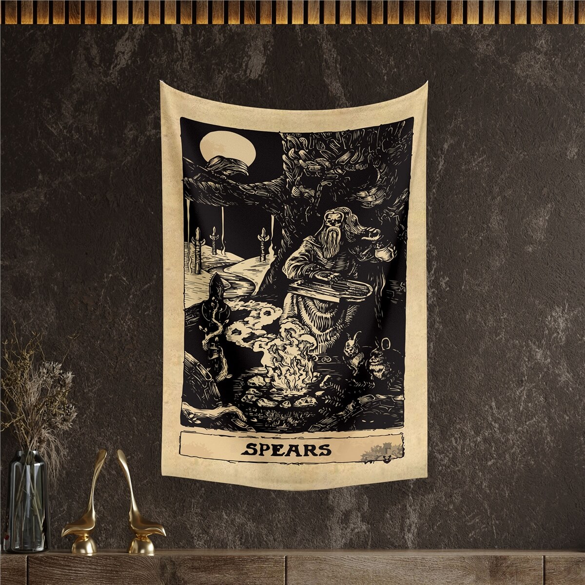 Vagonik Tarot Kartı Spears Duvar Örtüsü Halısı 140x100 Cm-70x100 Cm