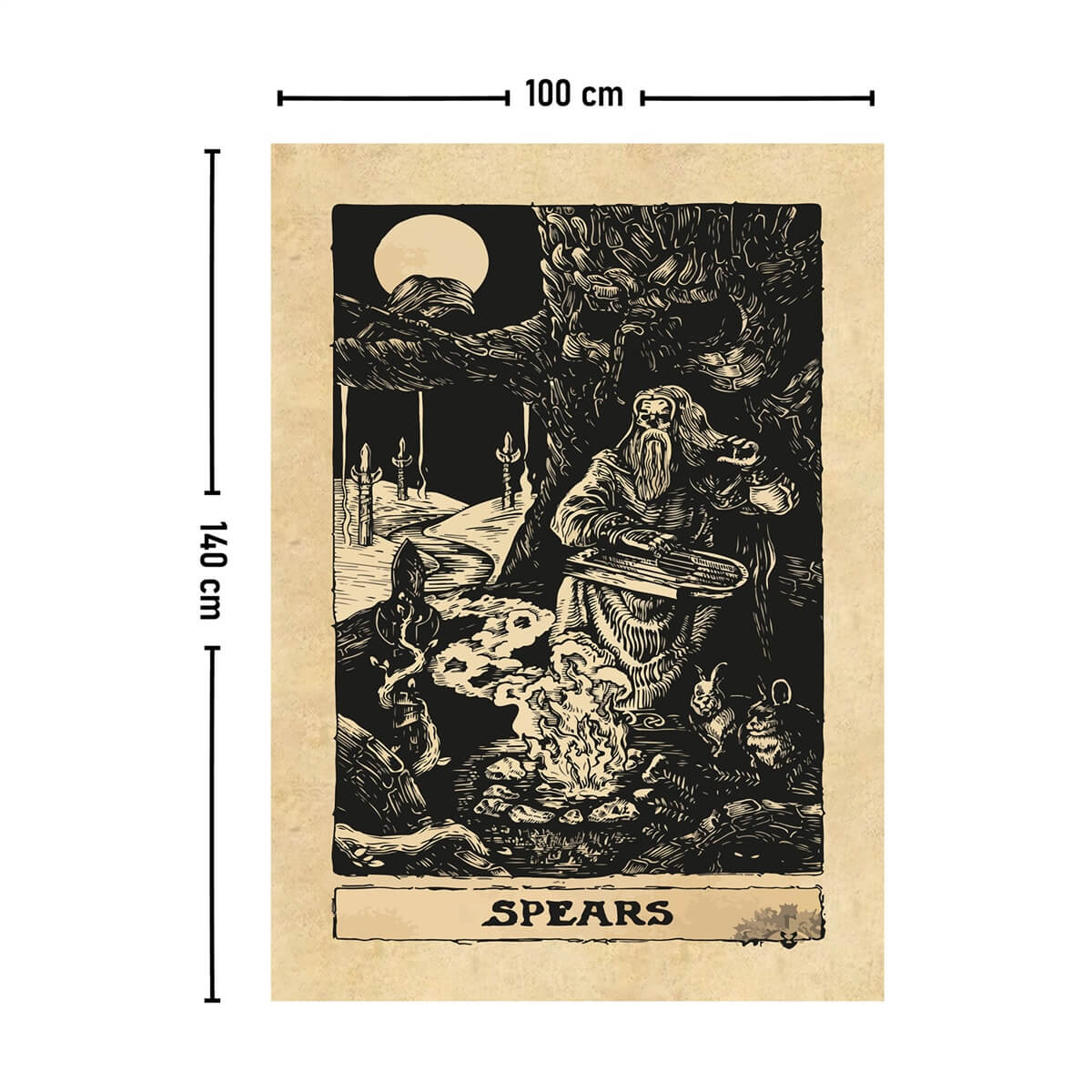 Vagonik Tarot Kartı Spears Duvar Örtüsü Halısı 140x100 Cm-70x100 Cm