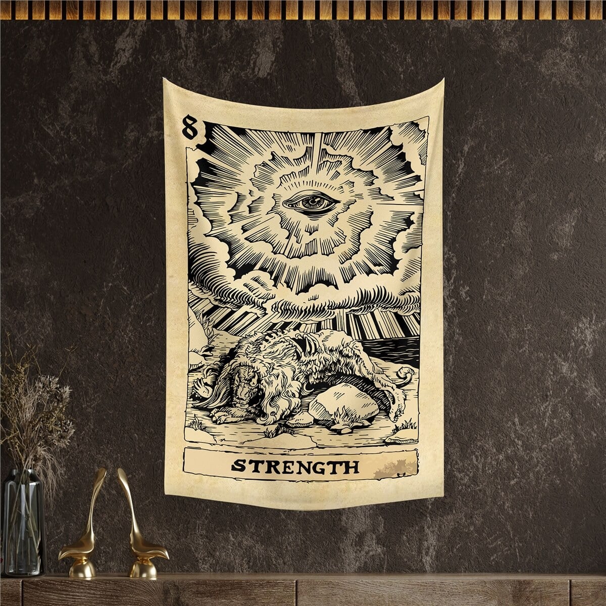 Vagonik Tarot Kartı Strength Duvar Örtüsü Halısı 140x100 Cm-70x100 Cm