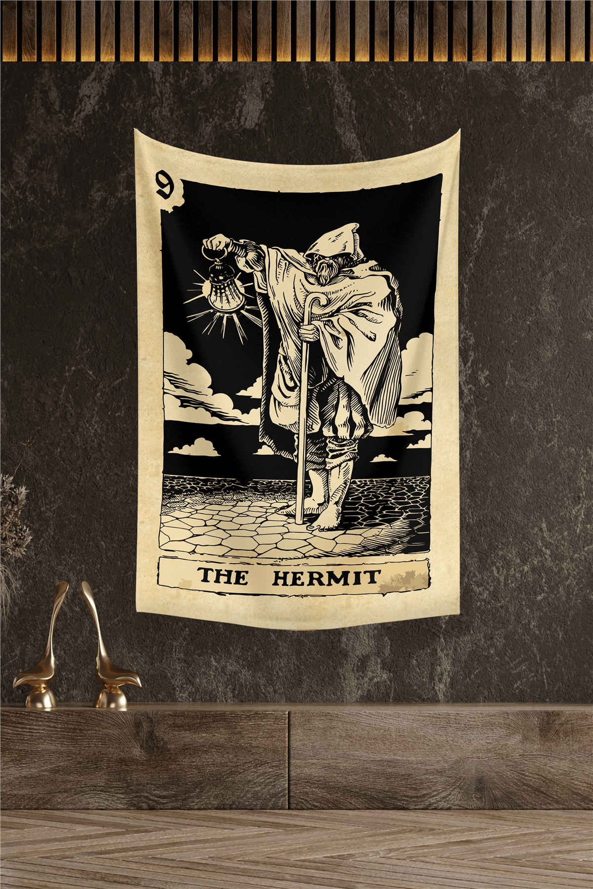Vagonik Tarot Kartı The Hermit Duvar Örtüsü Halısı