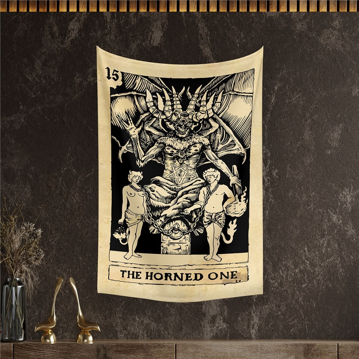 Vagonik Tarot Kartı The Horned One Duvar Örtüsü Halısı 140x100 Cm-70x100 Cm