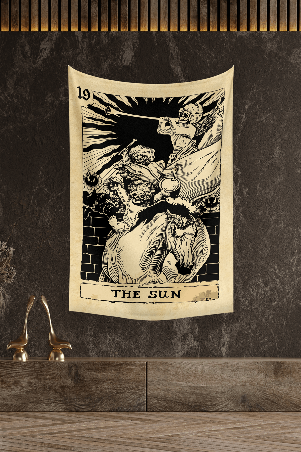 Vagonik Tarot Kartı The Sun Duvar Örtüsü Halısı