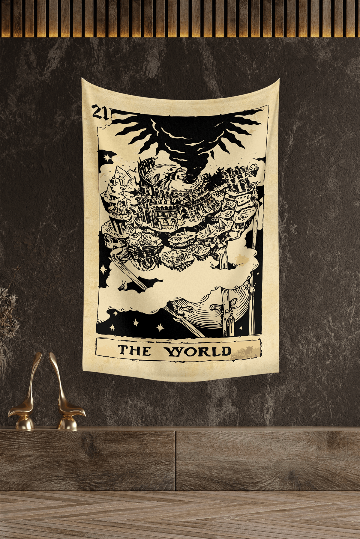Vagonik Tarot Kartı The World Duvar Örtüsü Halısı