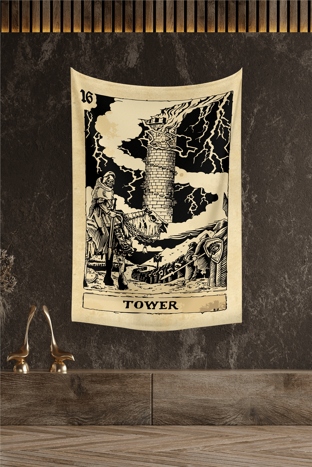 Vagonik Tarot Kartı Tower Duvar Örtüsü Halısı