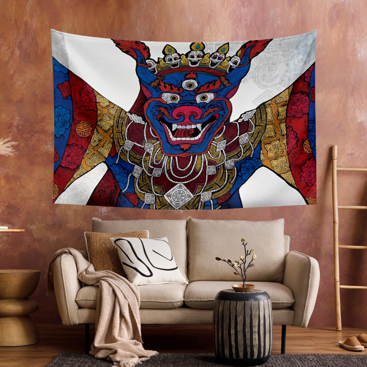 Vagonik Tibet Etnik Desen Budist Thangka Ve Mandala Bohem Duvar Örtüsü Halısı 140x100 Cm-70x100 Cm
