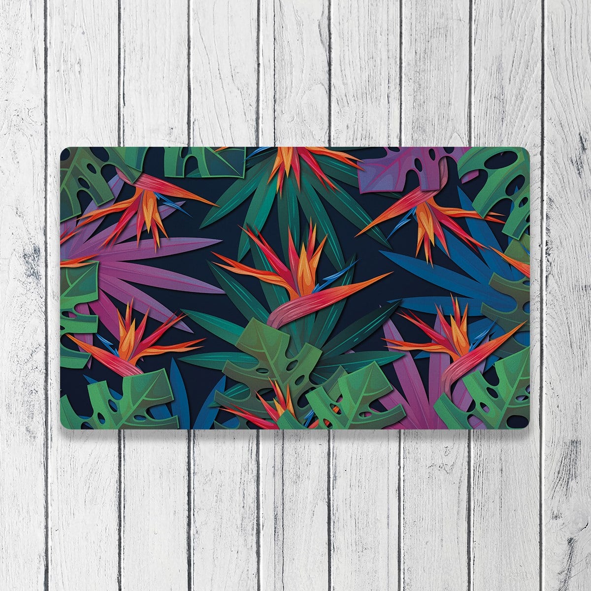 Vagonik Tropik Çiçek Desenli Dijital Baskılı 50x70cm Dekoratif Çok Amaçlı Iç Ve Dış Kapı Paspası