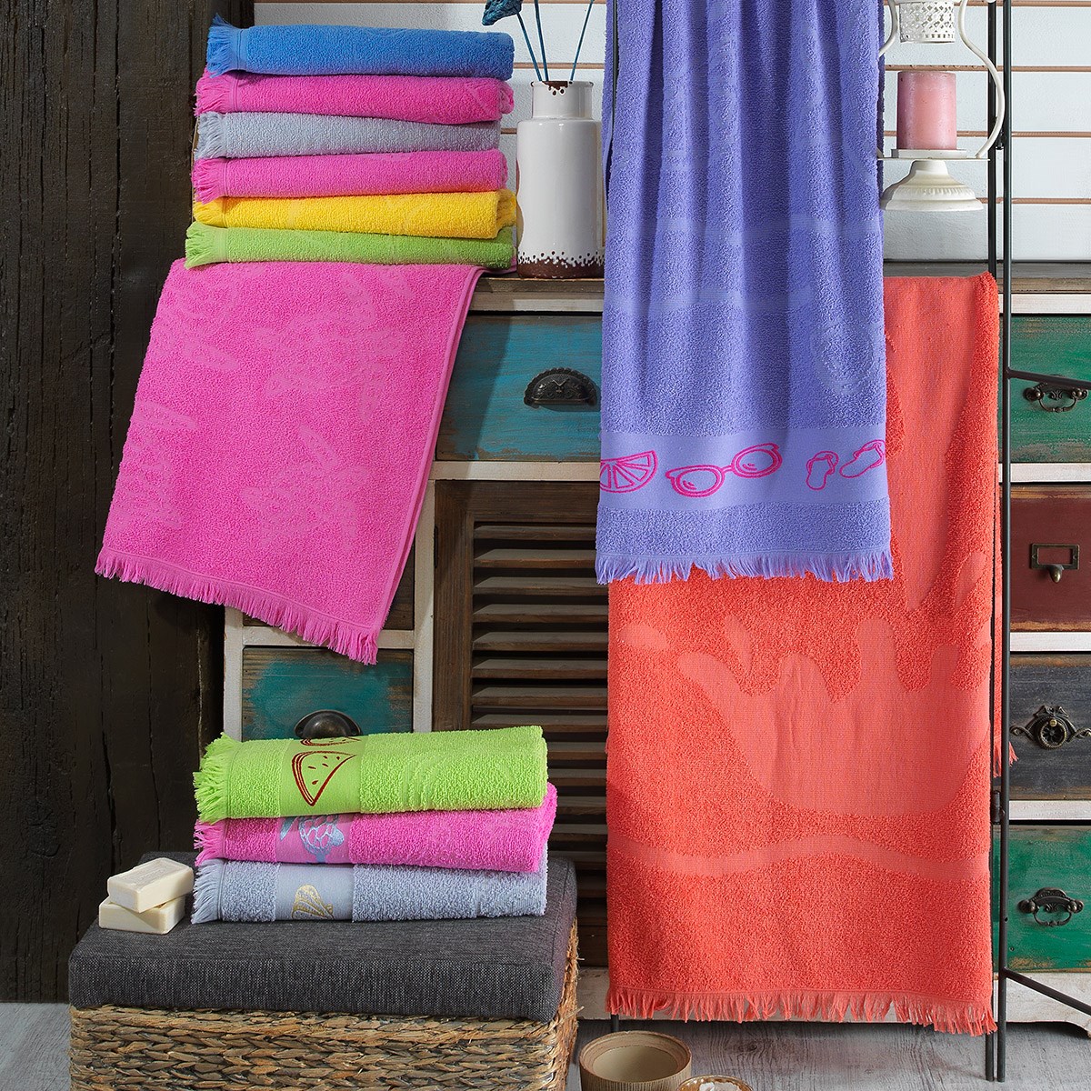 Vagonik Ultra Soft Jakarlı Desenli Plaj Havlusu 70 x 140 cm 