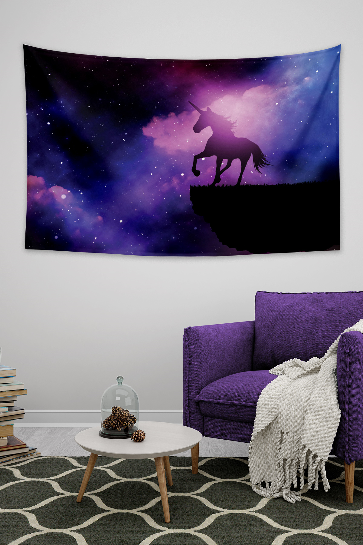 Vagonik Unicorn Gece Duvar Örtüsü Halısı