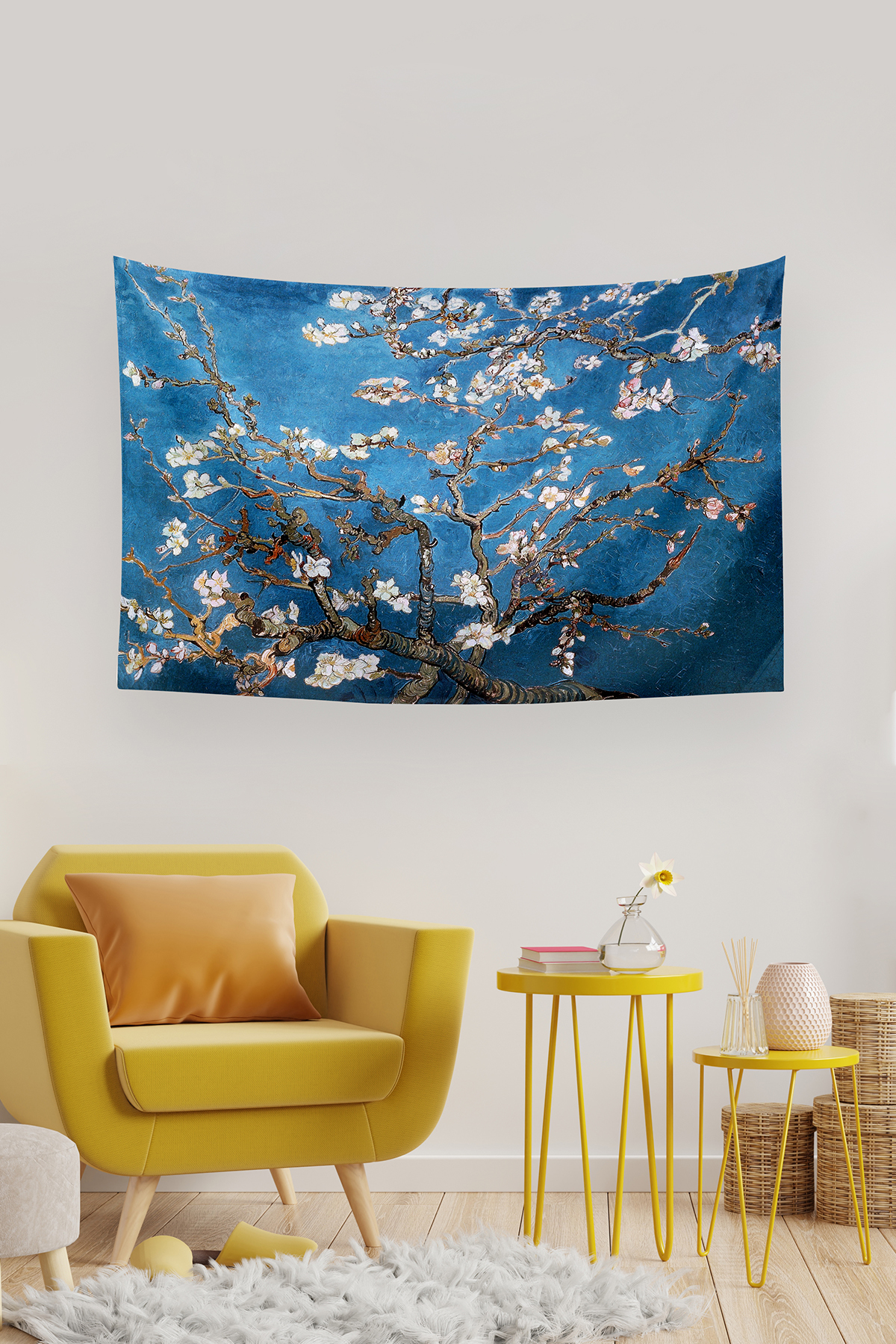 Vagonik Van Gogh Çiçek Açan Badem Ağacı Duvar Örtüsü Halısı