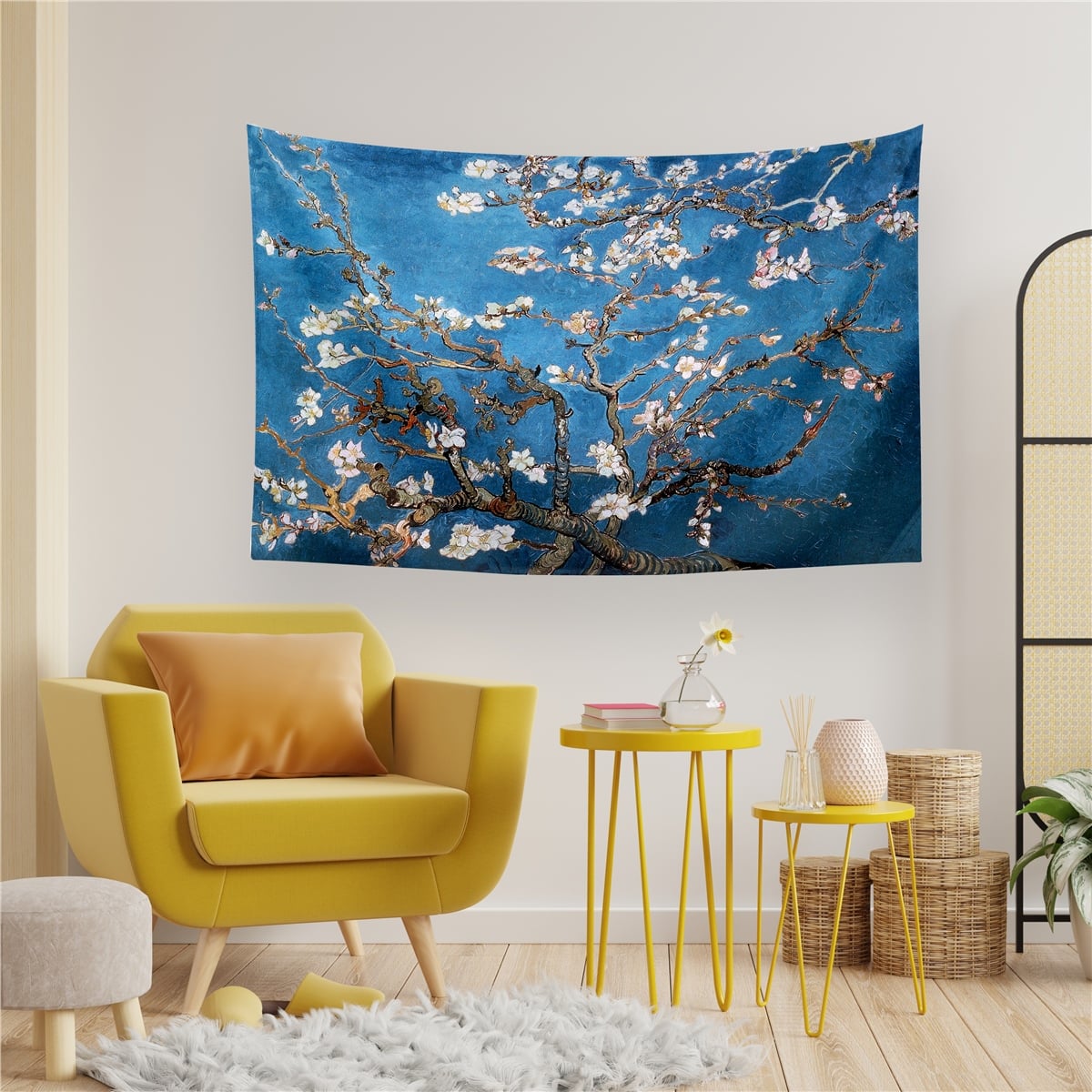 Vagonik Van Gogh Selvi Ağacı Duvar Örtüsü Halısı 140 X 100 Cm-70x100 Cm
