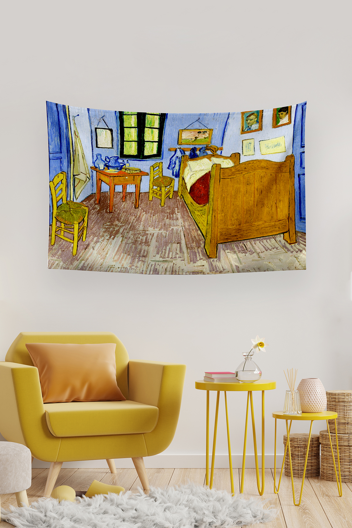 Vagonik Van Gogh Yatak Odası Duvar Örtüsü Halısı