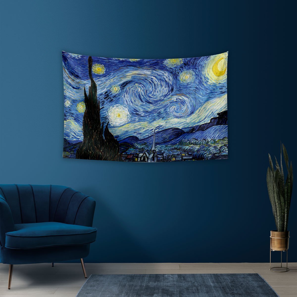Vagonik Van Gogh Yıldızlı Gece 1 Duvar Örtüsü Halısı 140 X 100 Cm-70x100 Cm