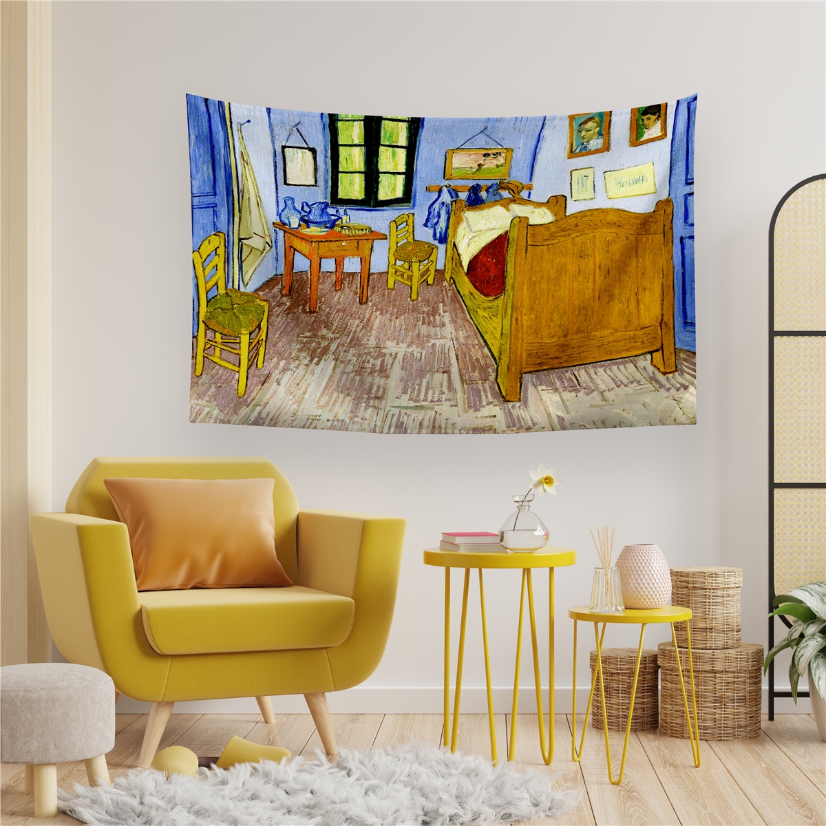Vagonik Van Gogh Yatak Odası Duvar Örtüsü Halısı