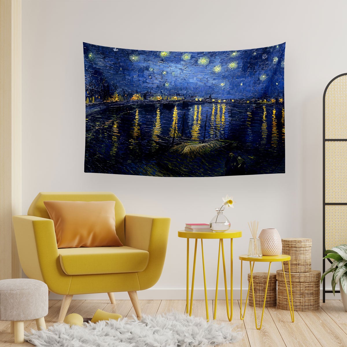 Vagonik Van Gogh Yıldızlı Gece 2 Duvar Örtüsü Halısı 140 X 100 Cm-70x100 Cm