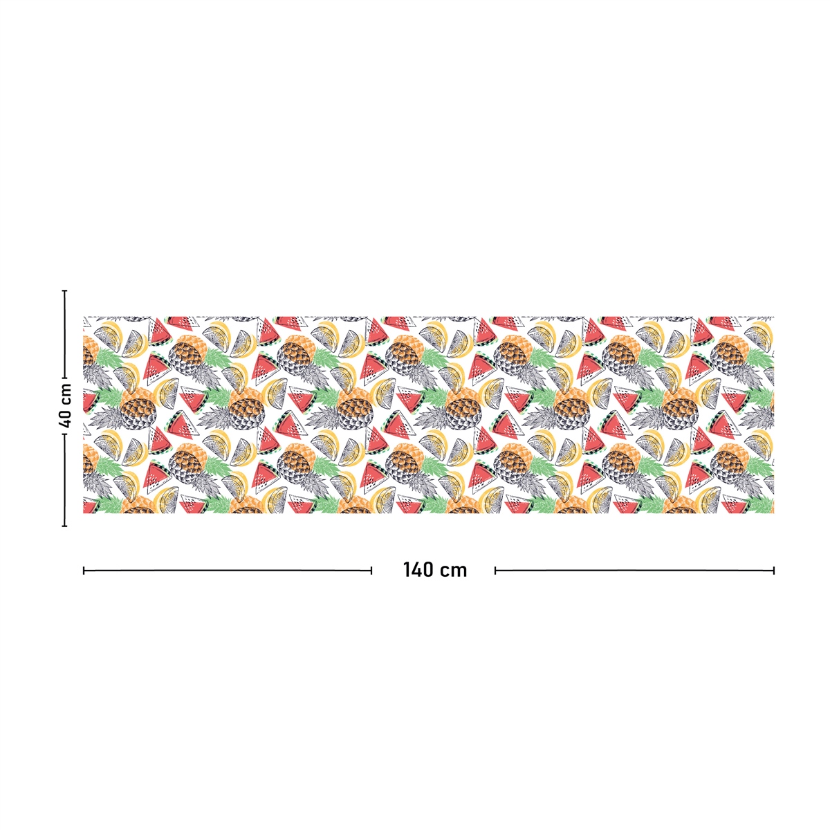 Vagonik Yaz Meyve Desenli Dijital Baskılı Runner 140x40 cm