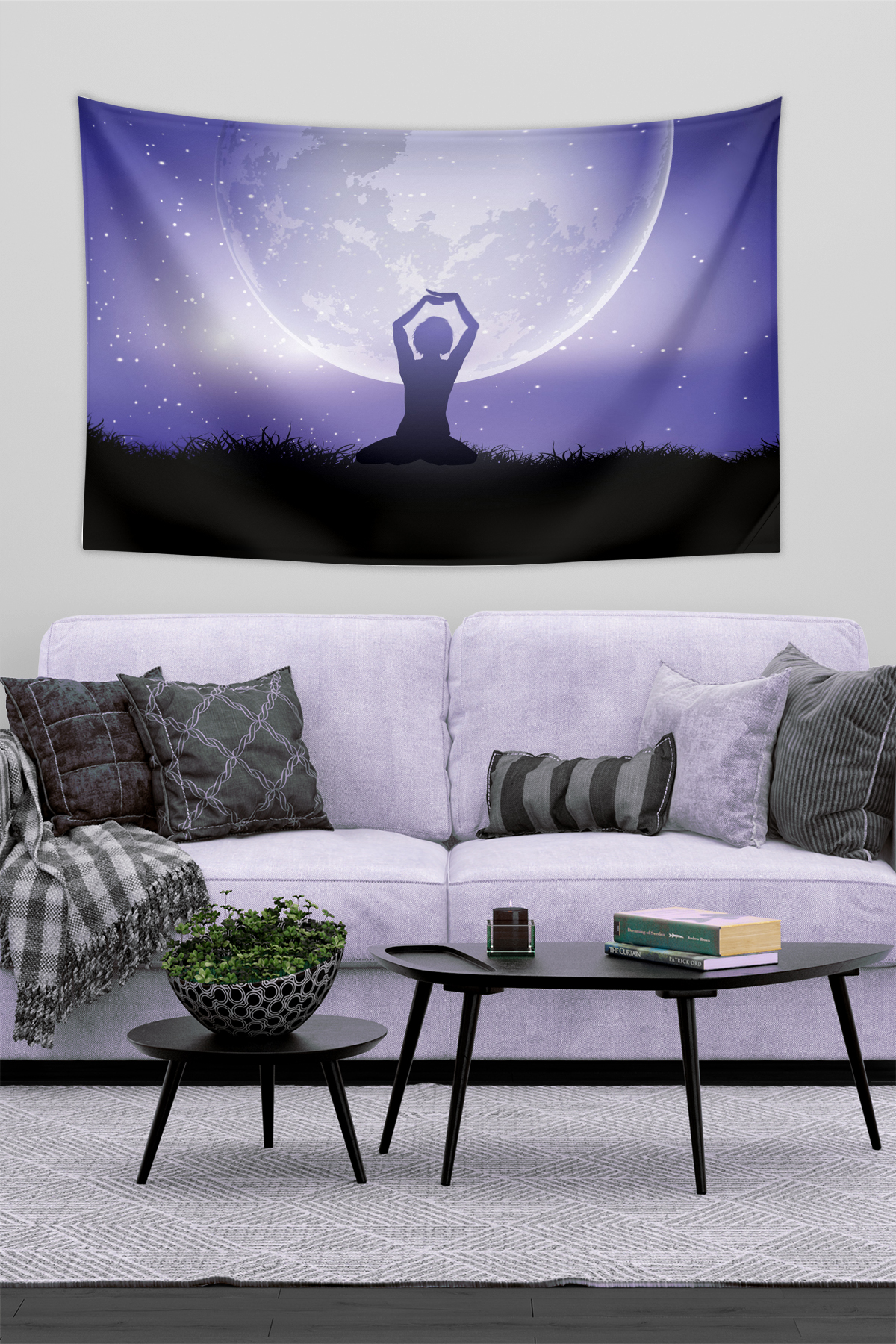 Vagonik Yoga Moon Duvar Örtüsü Halısı