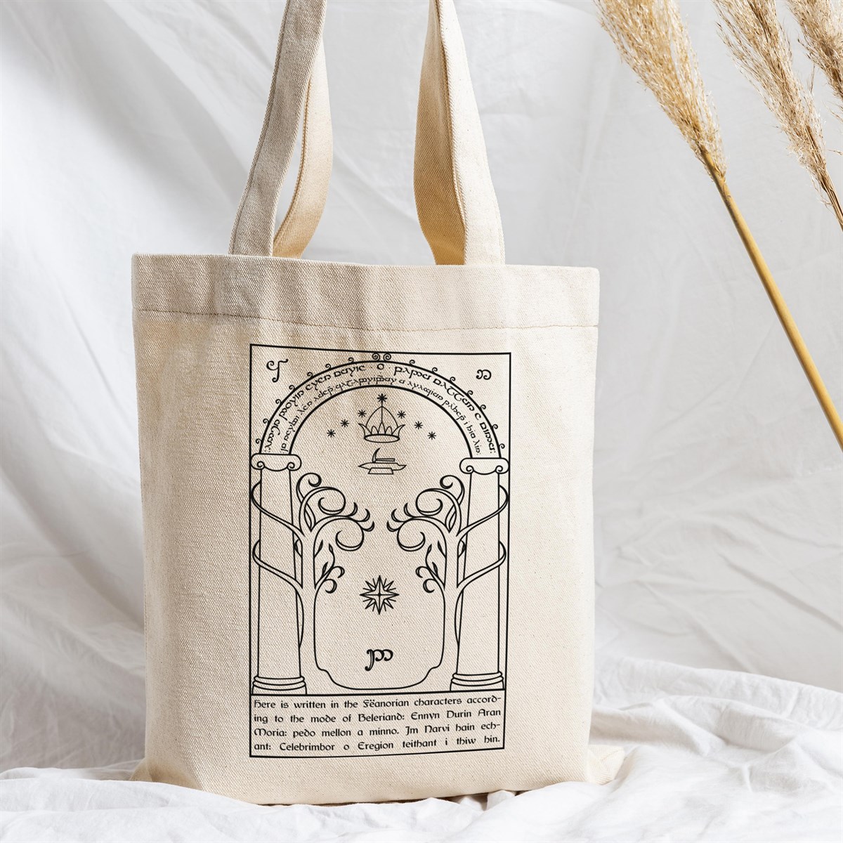 Vagonik Yüzüklerin Efendisi Baskılı Ham Bez Kanvas Çanta 240 Gr.