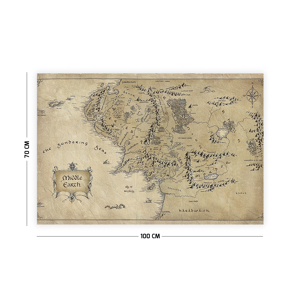 Vagonik Yüzüklerin Efendisi Orta Dünya Haritası Duvar Örtüsü Halısı 140 X 100 Cm-70x100 Cm