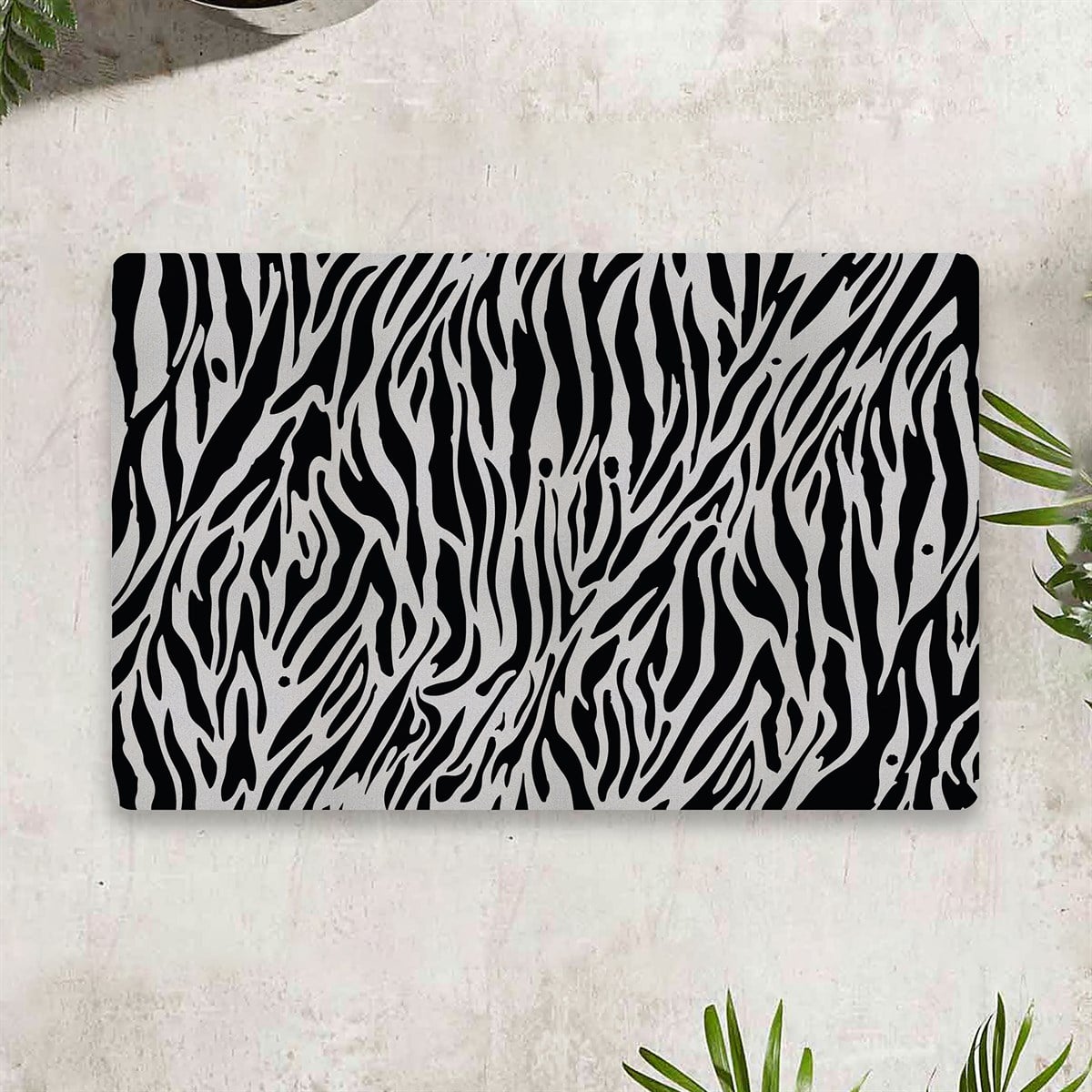 Vagonik Zebra Desen Dijital Baskılı 50x70cm Dekoratif Çok Amaçlı Iç Ve Dış Kapı Paspası