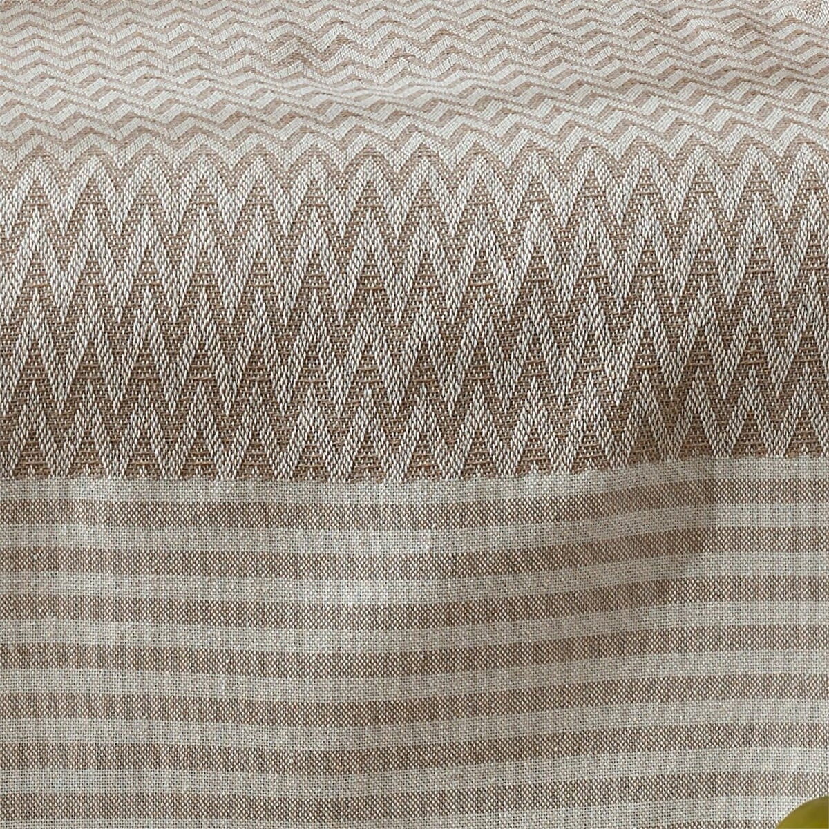 Vagonik Zigzag Natural Keten Koltuk Örtüsü | Koltuk Şalı Çekyat Örtüsü - Bej