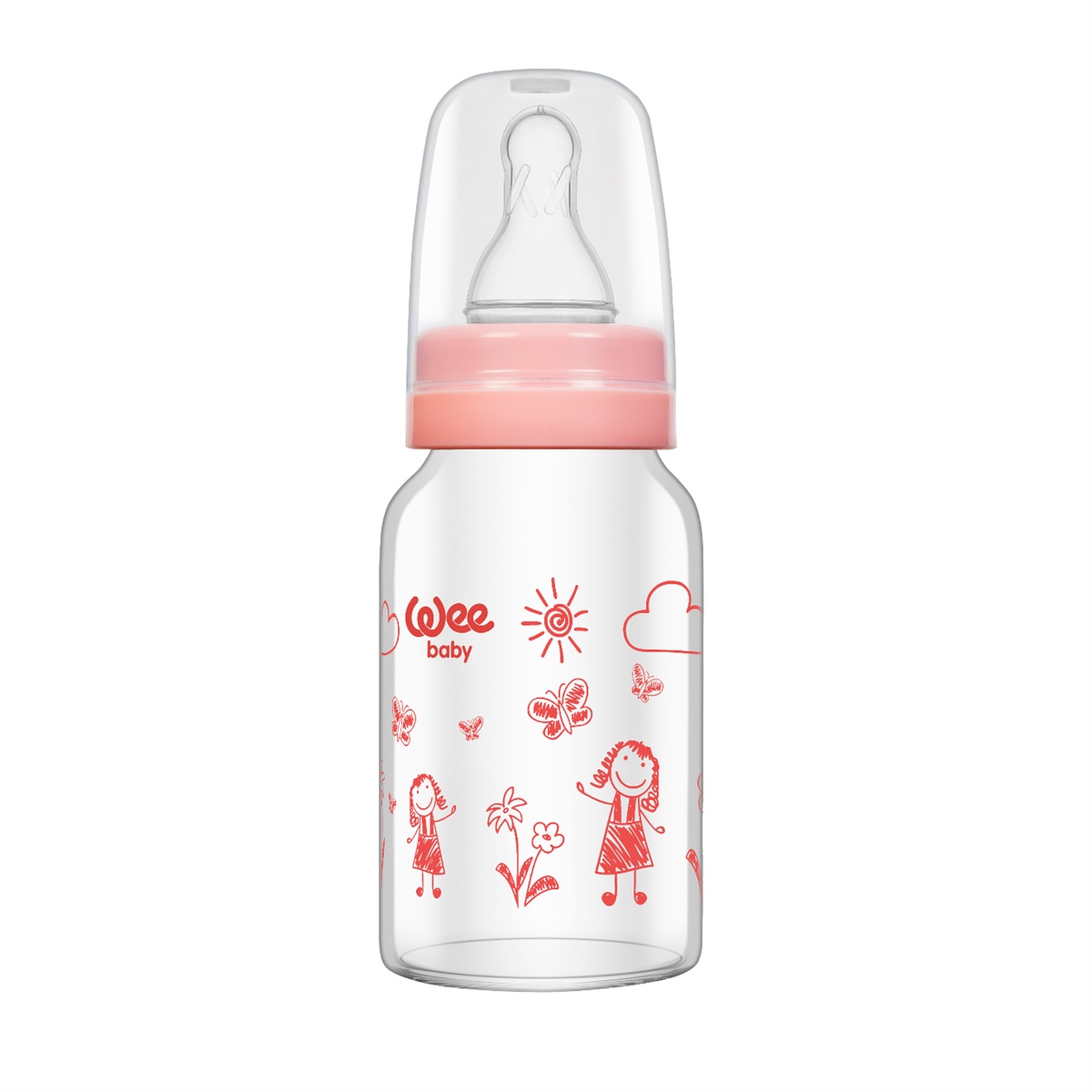 Wee Baby Klasik Cam Biberon 125 ml-Pembe