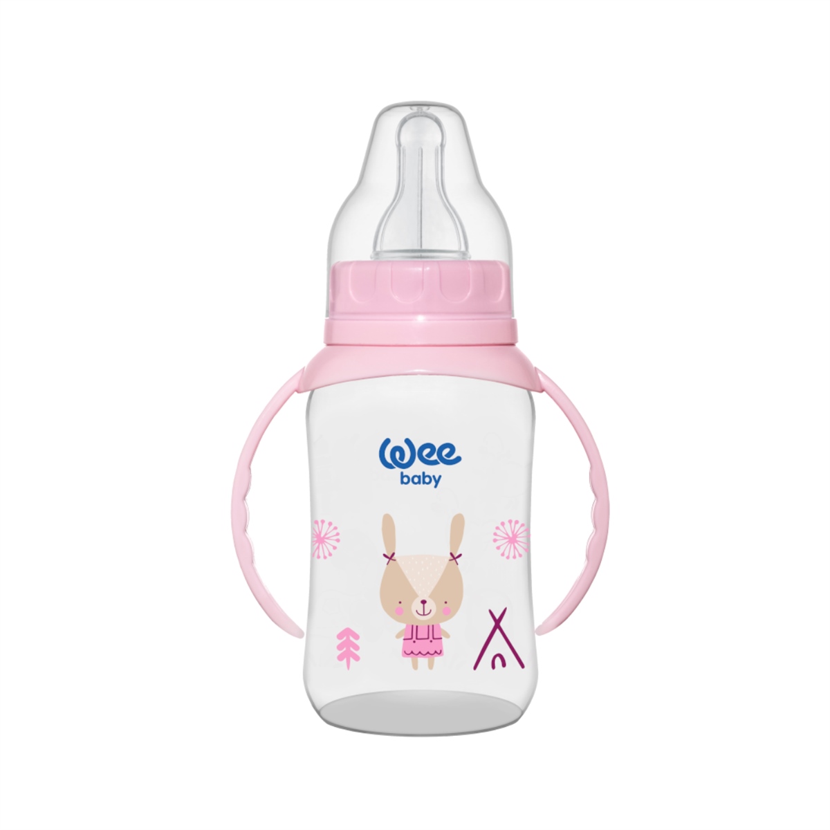 Wee Baby Klasik Kulplu PP Biberon 150 ml-Pembe
