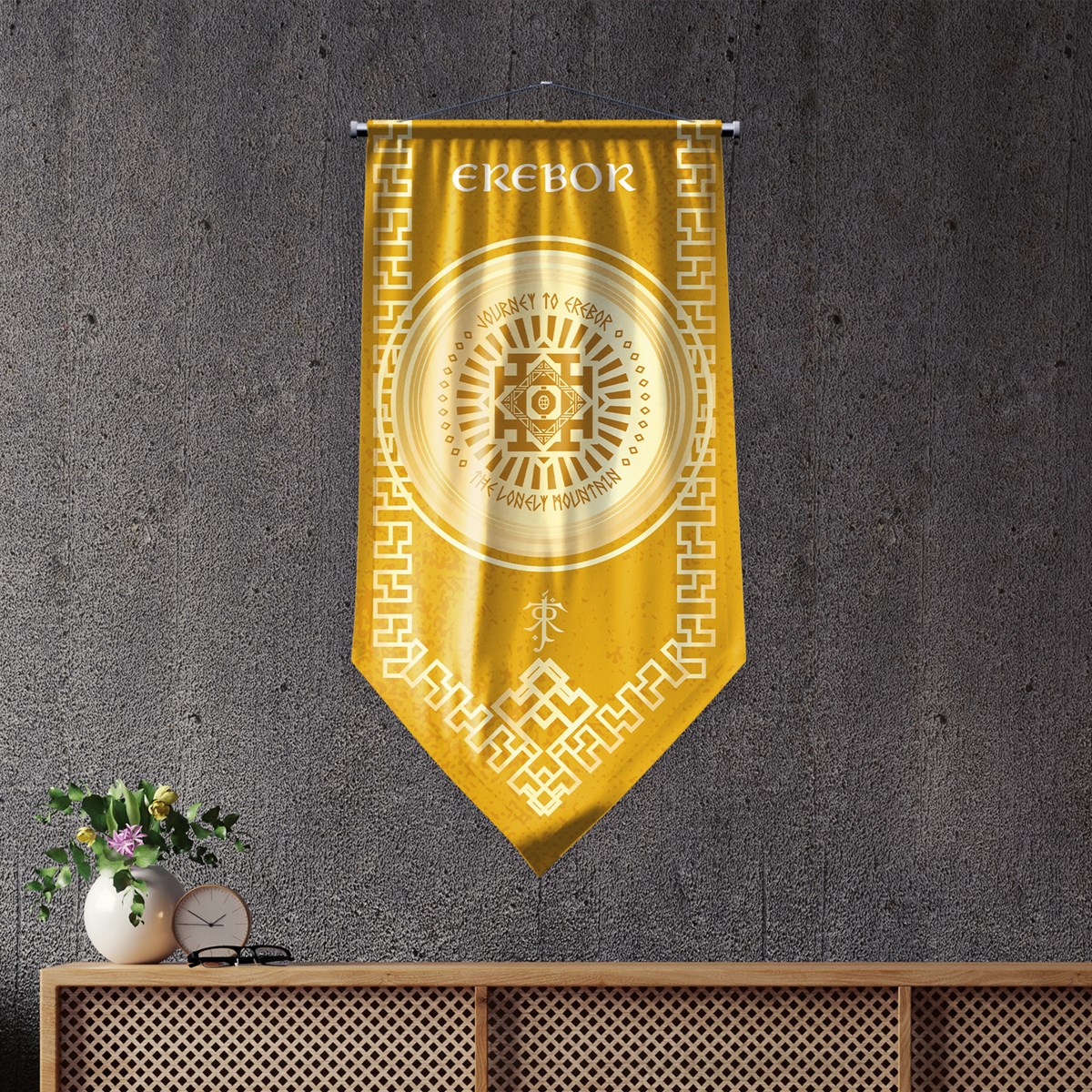 Yüzüklerin Efendisi Güç Yüzükleri Erebor Krallığı Flama Bayrak 50x100