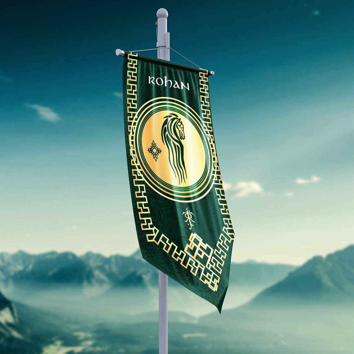Yüzüklerin Efendisi Güç Yüzükleri Rohan Krallığı Flama Bayrak 50x100