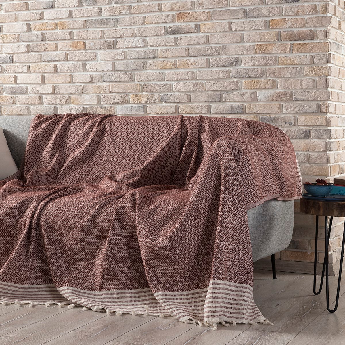 Vagonik Zümrüt Çok Amaçlı Sık Dokuma Bordo Koltuk Örtüsü 170x210 cm