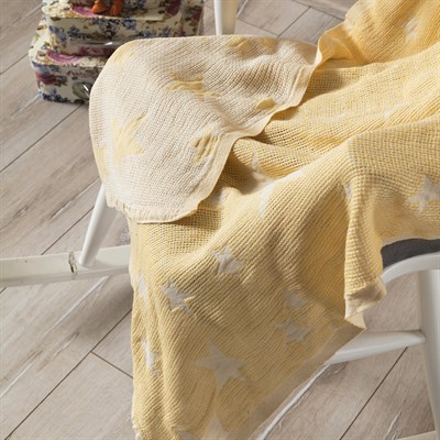 Vagonik Bebek Battaniyesi %100 Doğal Pamuk Antialerjik 80cm X 120cm Sarı