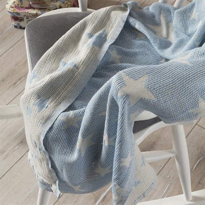 Vagonik Bebek Battaniyesi %100 Doğal Pamuk Antialerjik 80cm X 120cm Mavi