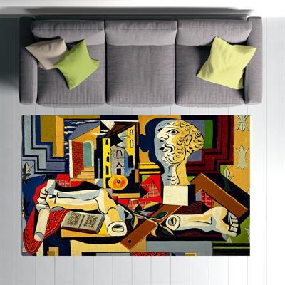  Pablo Picasso Stüdyoda Halısı Dijital Baskılı Halı Kaydırmaz Tabanlı Yıkanabilir Halı