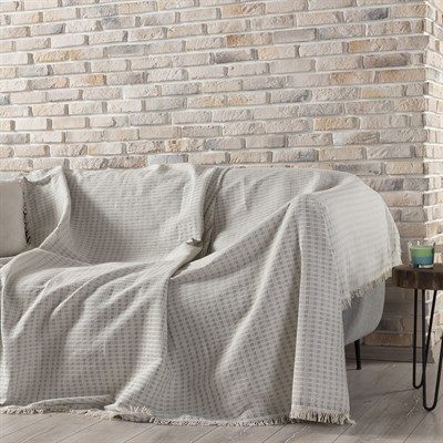 Vagonik Arya Battal Boy Çok Amaçlı Sık Dokuma Gri Koltuk Örtüsü 180x310 cm