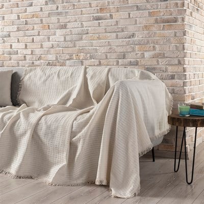 Vagonik Arya Battal Boy Çok Amaçlı Sık Dokuma Krem Koltuk Örtüsü 180x310 cm