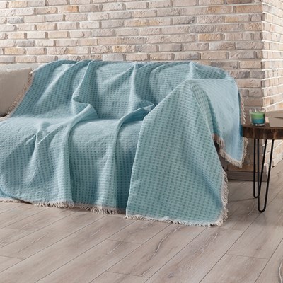 Vagonik Arya Battal Boy Çok Amaçlı Sık Dokuma Turkuaz Koltuk Örtüsü 180x310 cm