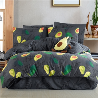 Vagonik Avocado Desenli Dark Tek Kişilik Nevresim Takımı