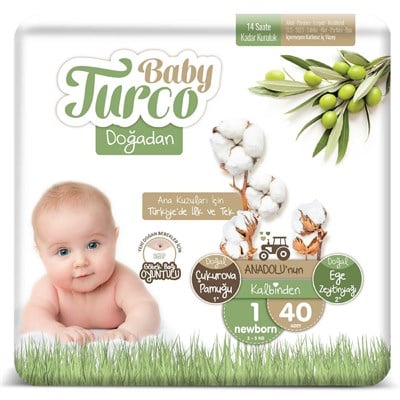 Baby Turco Doğadan Bebek Bezi 1 Numara Newborn 40 Adet