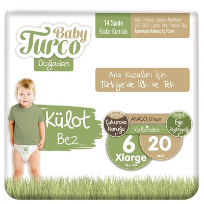 Baby Turco Doğadan Külot Bez 6 Numara XLarge 20 Adet