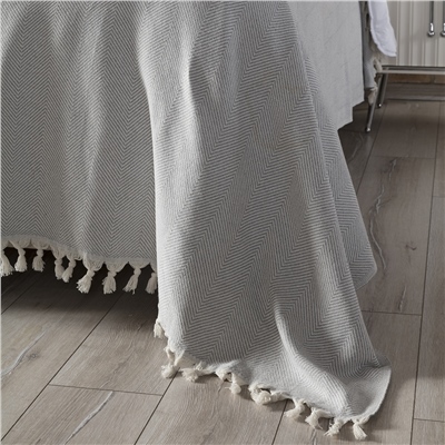 Vagonik Balık Sırtı Desenli Çift Kişilik Yatak Örtüsü 200x230 Cm Gri