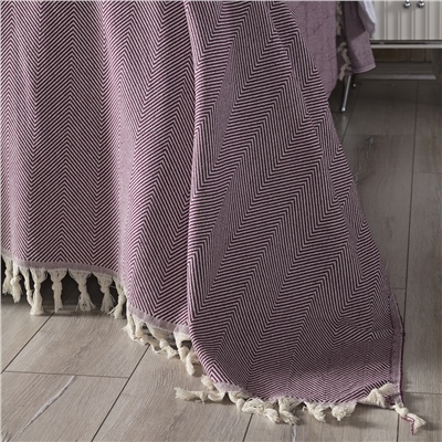 Vagonik Balık Sırtı Desenli Çift Kişilik Yatak Örtüsü 200x230 Cm Bordo