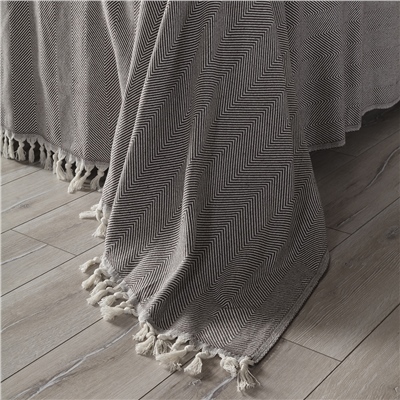 Vagonik Balık Sırtı Desenli Çift Kişilik Yatak Örtüsü 200x230 Cm Kahve