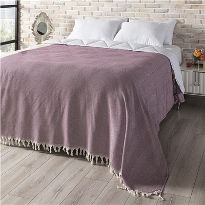 Vagonik Balık Sırtı Desenli Çift Kişilik Yatak Örtüsü 200x230 Cm Bordo