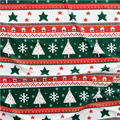 Vagonik Çam ve Yıldız Desenli Yılbaşı Masa Örtüsü