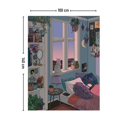 Camda Oturan Kedi Duvar Halısı Bohem Duvar Örtüsü Halısı 70x100, 100x140, 140x200