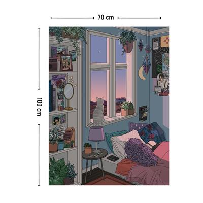 Camda Oturan Kedi Duvar Halısı Bohem Duvar Örtüsü Halısı 70x100, 100x140, 140x200