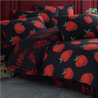 Vagonik Çilek Desenli Çift Kişilik Nevresim Takımı