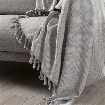 Vagonik Diamond Çok Amaçlı Sık Dokuma Gri Koltuk Örtüsü 180x230 cm