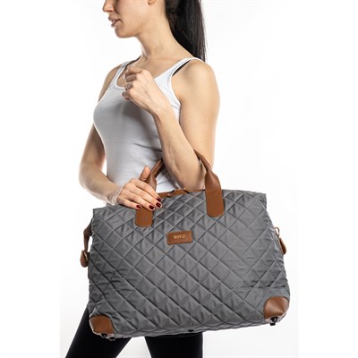 Cordura Su Geçirmez Kumaş Kapitoneli Omuz Askılı Kadın Spor Çanta Gri